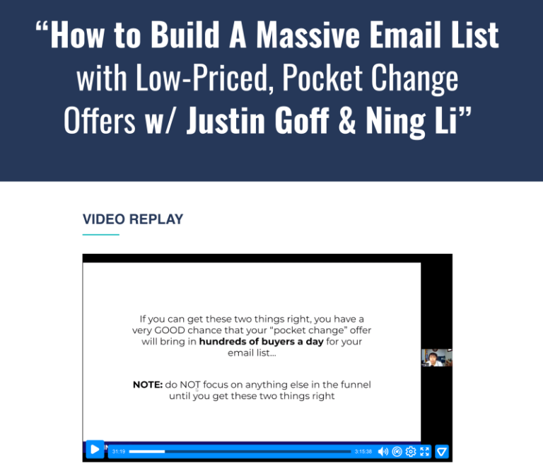 Justin Goff – How To Build A Massive Email List With Low-Priced Pocket Change Offers