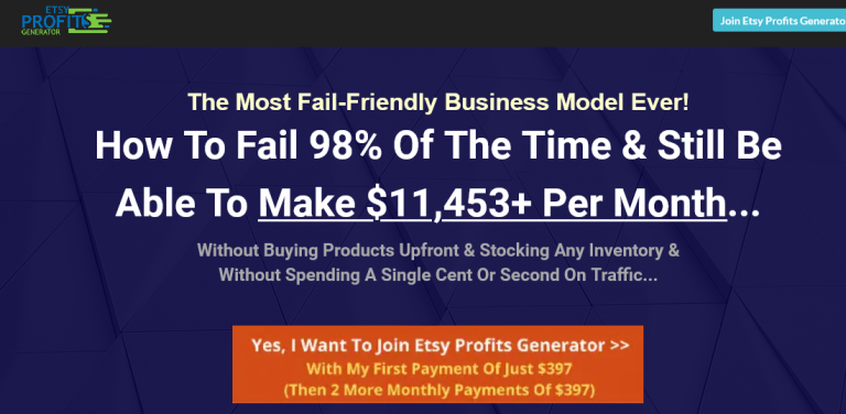 Dave Kettner – ETSY Profits Generator – How To Make $11,453+ Per Month On ETSY [Full Completed]