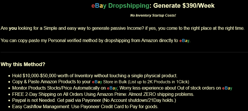 [METHOD] $390/Week BLUEPRINT+PROOF | Scalable Method | Amazon to eBay Dropship