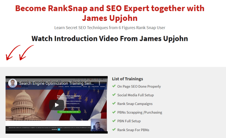 James Upjohn – Secret SEO Techniques from 6 Figures Rank Snap User